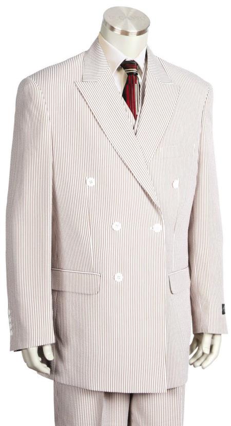  men's Pinstripe Double Breaste Coffee Zoot Suit