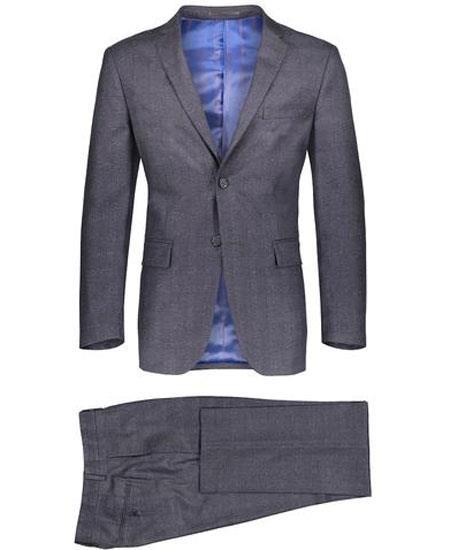  men's Slim Fit 2 Button Suit Window Pane ~ Plaid Gray Suit ~ Blazer & Pants 
