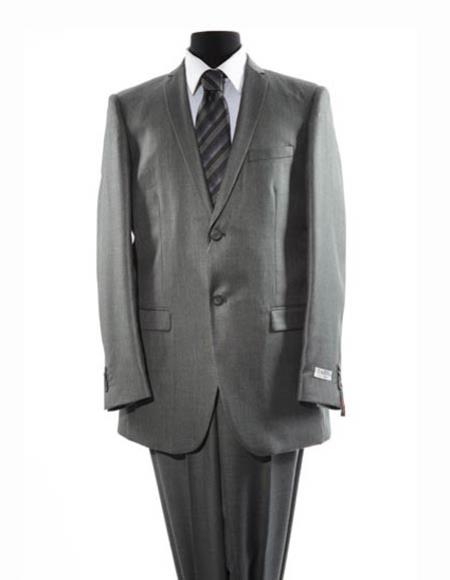  Men's 2 Button Gray Notch Lapel Single Breasted Suit