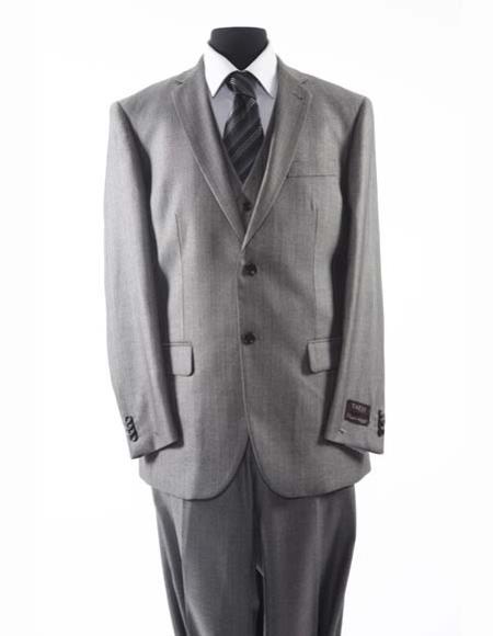  Men's Tazio Brand 2 Button Suit Textured Pattern Gray Matching Vested Suit
