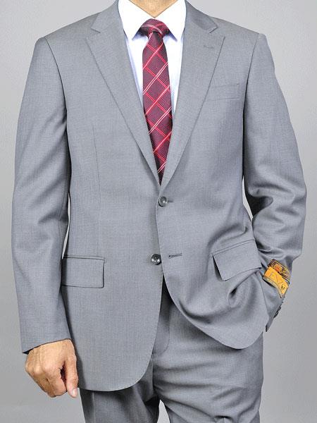  Authentic Enzo tovare Men's Grey Sharkskin 2 Button Notch Lapel Slim Fit Wool Suit