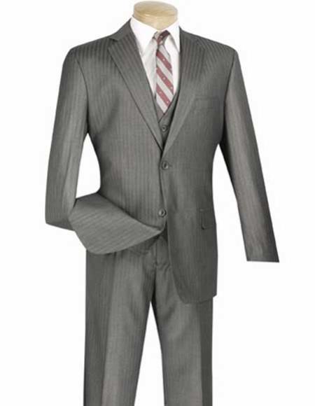  Men's 2 Button Single Breasted Notch Lapel With Vest And Pleated Slacks Suit