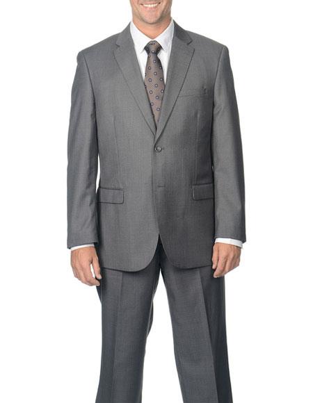  Caravelli Men's Single Breasted Double Vent Grey Notch Lapel 2 Button Suit 