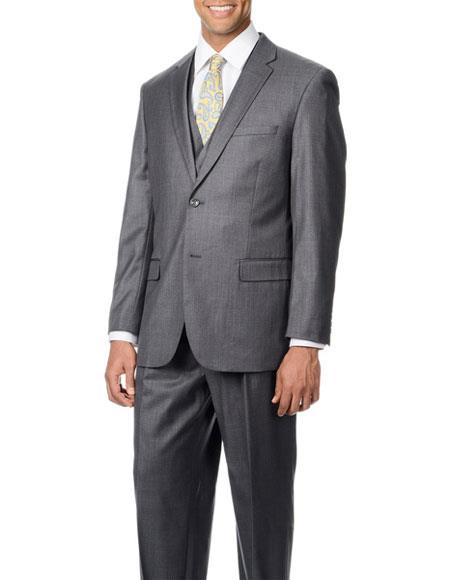  Caravelli Men's Single Breasted 2 Button Grey Fully Lined 3-piece Vested Suit 