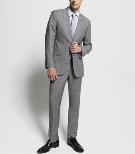  2 Button Authentic Designer Brand Super 110's Glenplaid Wool Suit