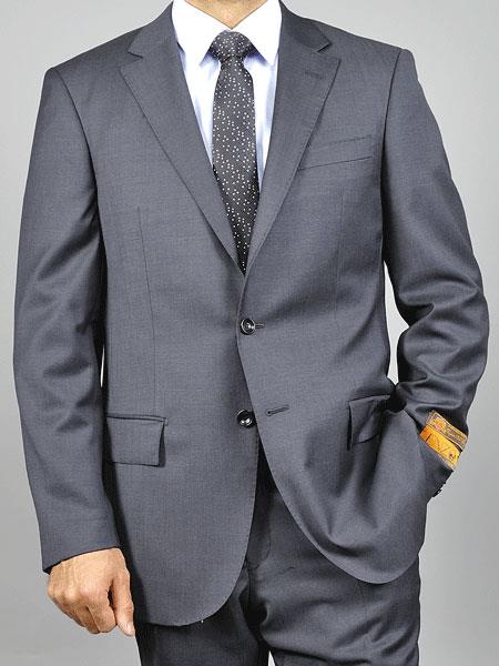  Authentic Enzo tovare Men's 2 Button Slim Fit Grey Notch Lapel Double Vent Wool Suit