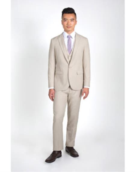 Call if not Text or Whatsup 3104300939 To Setup The Group - Call: 3104300939 Men's Heathered Tan 2 Button Slim Fit Suit with Vest