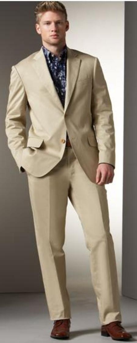 Two Button Suit - Khaki Stone  Beige Wedding Groom ~ Groomsmen Suit