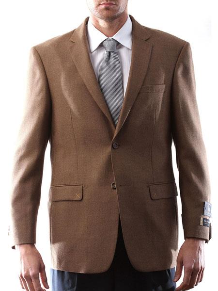 Men's 2 Button Prontomoda Italia Style Light Brown Cashmere Sport Coat 
