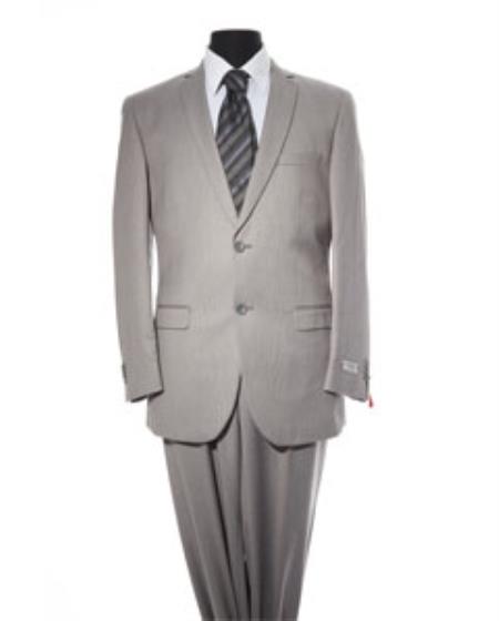  Men's 2 Button Light Grey 2 Piece Suit