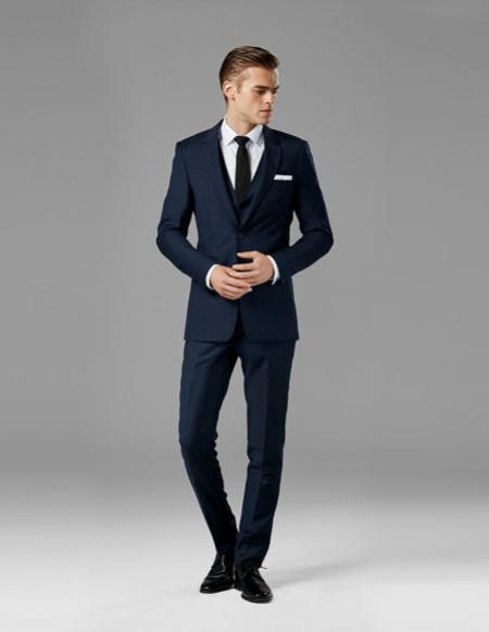  men's Navy Blue best Suit buy one get one suits free Suit  Wool 
