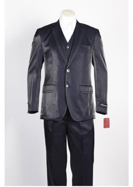  Men's Navy 2 Button Single Breasted Suit