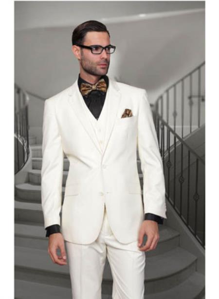  Men's Statement 2 Button Off White Modern Fit suits Wool Suit