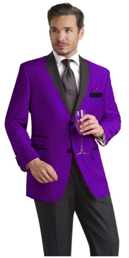 Velvet Blazer - Mens Velvet Jacket Purple color shade Two Button Notch Party Suit & Black and Purple Tuxedo & Blazer Online Sale w/ Liquid Jet Black Lapel men's Velvet Tuxedo Jacket or Suit Fabric