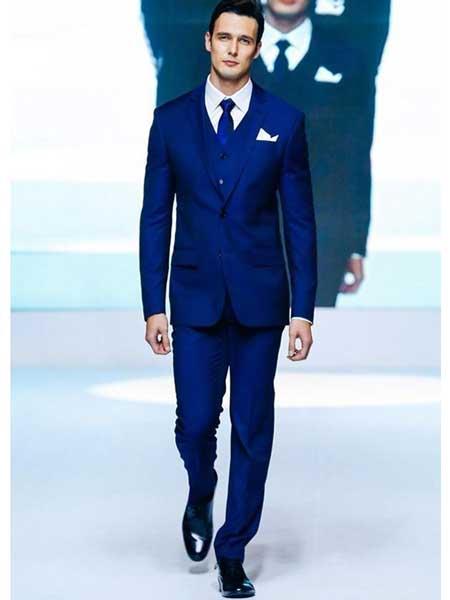 Men's 2 Button Wedding Slim Fit Notch Lapel Royal Blue Suit For Men Perfect Single Breasted