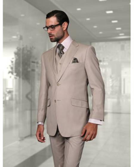  Men's Statement Sand 2 Button Modern Fit suits Wool Suit
