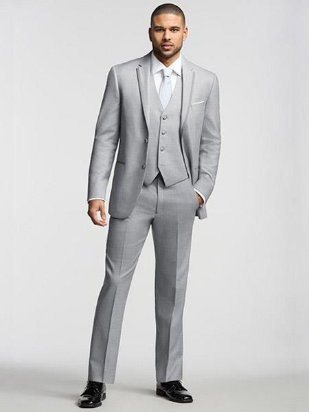  Grey Tuxedo - Gray Tuxedo Mens 2 Buttons Black and Silver Suit ~ Light Grey ~ Gray Tuxedo 2 Button Style With Trim Vested 