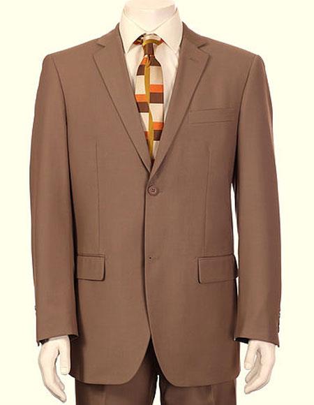  Men's Vitali Single Breasted Authentic 2 Button Tan Slim Fit Suit