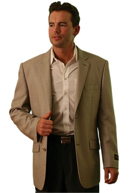 Wool Fabric Two Button Blazer Online Sale Tan khaki Color ~ Beige 