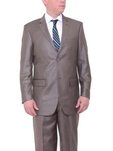  Men's 2 Button Taupe Big & Tall Classic Fit Side Vents Textured Suit
