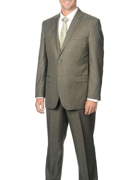  Caravelli Men's Classic Fit Taupe 2 Button Notch Collar Single Breasted Suit