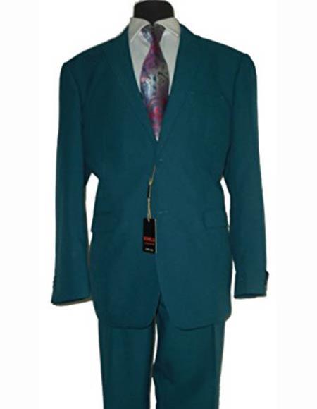  men's Teal Suit Jewel Tone 2 Button Notch Lapel Stylish Fit 2 Piece 100% Polyester Dark Suit