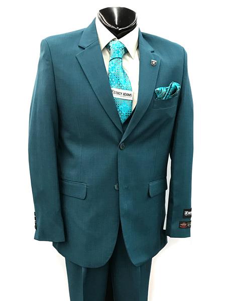  Two Button Single Breasted men's Teal Suit