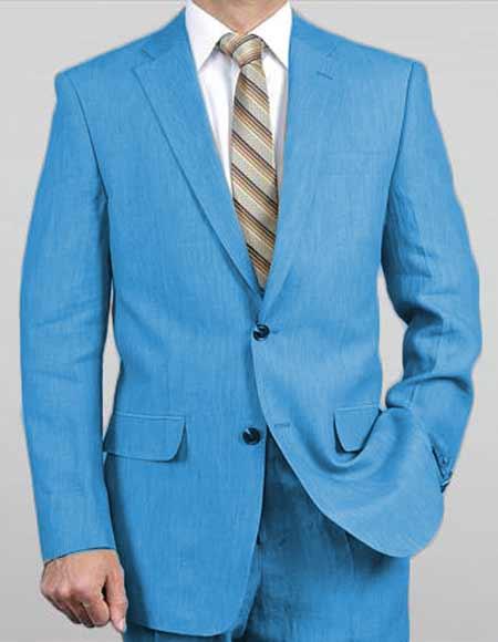  Men's 2 Button Sizes Notch Lapel Turquoise Light Weight Real Suit ( Jacket + Pants ) Spring / Summer