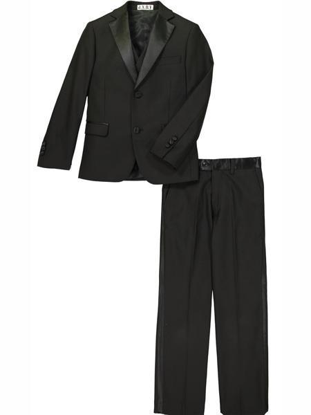  3 Pc Sating Collar Notch Lapel Black Tuxedo Suit