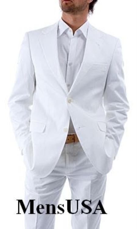 $988.99 Elegant Two Button Snow White Suit ( Jacket and Pants)  For Men Authentic UMO Cllezion Now On Online Sale 