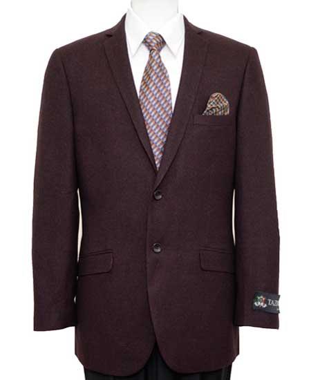  Men's Wine Single Breasted Notch Collar 2 Button Slim Fit Sport Coat Blazer