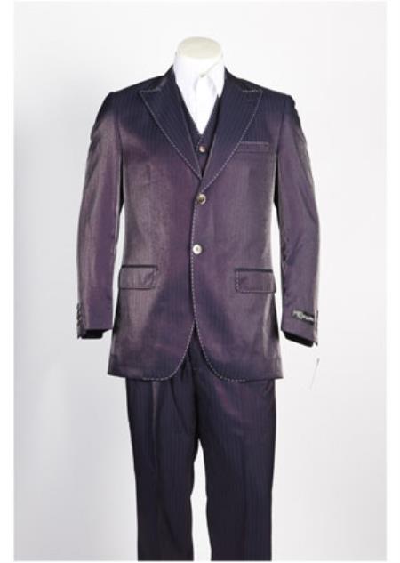  Men's 2 Button 2 Piece Wine Single Breasted Suit 