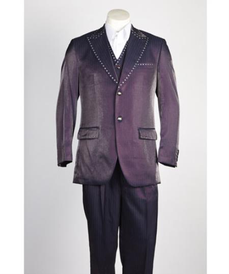  Men's 2 button Single Breasted Wine Suit 