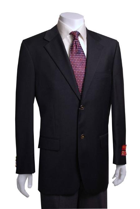 Men's 2 Buttons Black Quality Portly Blazer / Sport coat Wool
