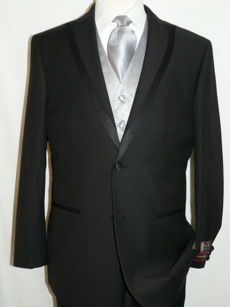 Spencer 1920s tuxedo style Soft Micro Fiber Peak Lapel 2 Button Style Plain Front Pants 