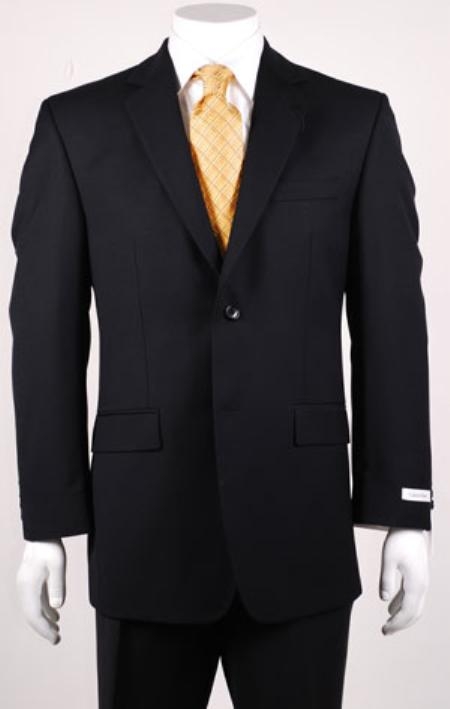 Liquid Jet Black 2 Button Style Vented without pleat flat front Pants Wool Fabric 