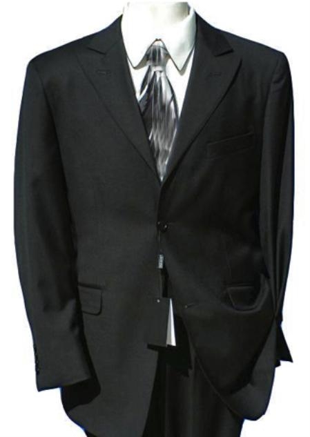Extra Fine Wool Fabric 2 Button Style Peak Lapel Liquid Jet Black Suit (also in navy) 