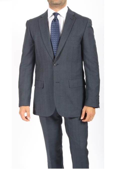2 Button Style Slim narrow Style Fit Blue Subtle Glen Plaid Suit 