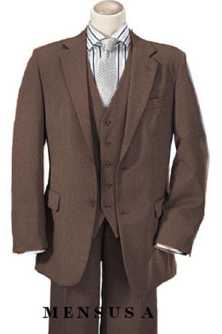 High Quality Bronze ~ Camel~Toast~Light Brown~Moca 2 Button Vested Wool Suits - Three Piece Suit - MW249 