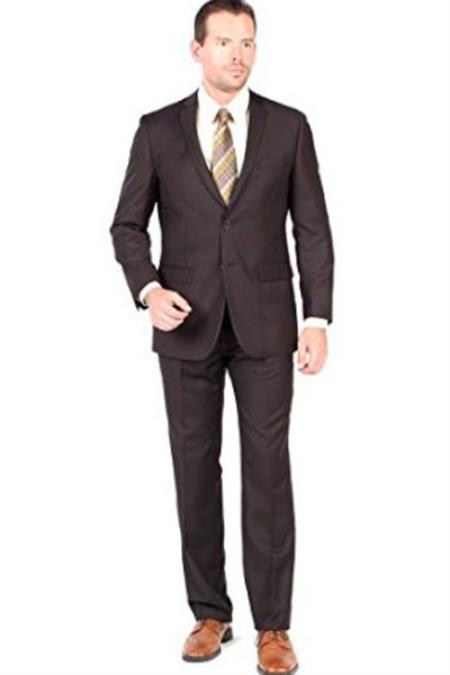  SM1297 2 Button Style Closure Single Breasted Notch Lapel brown color shade Slim narrow Style Fit Suit 