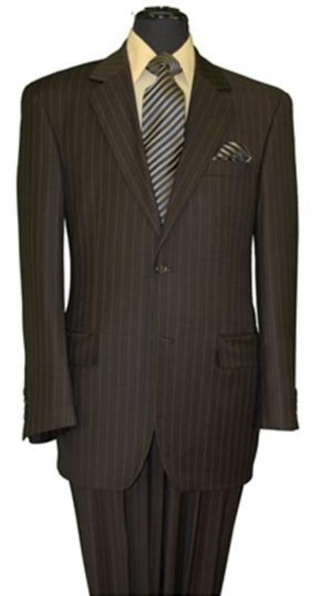 brown color shade Stripe ~ Pinstripe 2 Button Style Suit 