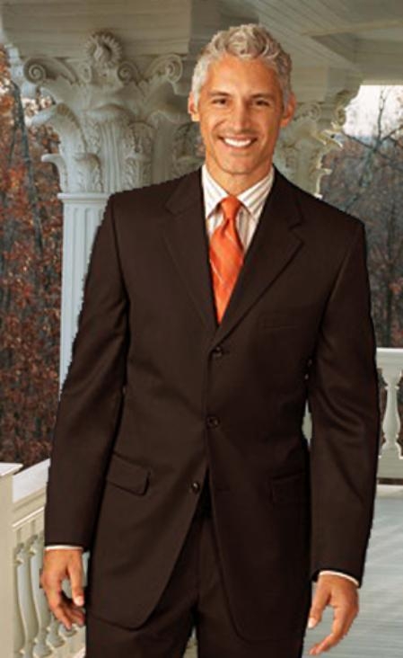 Extra Long 2PC Solid Color brown color shade Suit in Available 2 Buttons Style for tall man