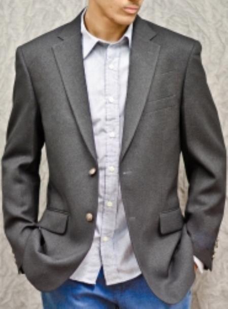 2-Button Poly Blazer Online Sale Dark Grey Masculine color Gray 