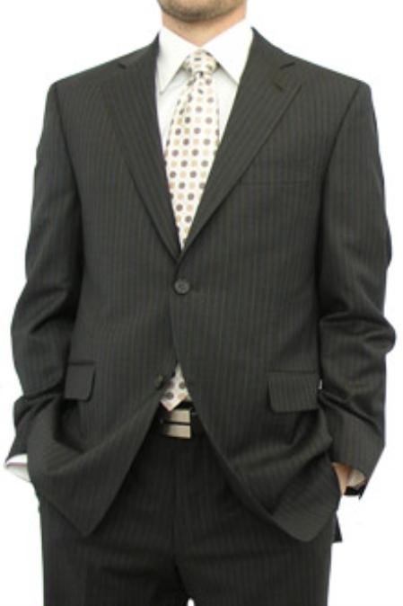 Chocolate brown color shade Pinstripe â€¢ Single Breasted 2 Button Style No Vents 100% Fine Fabric 