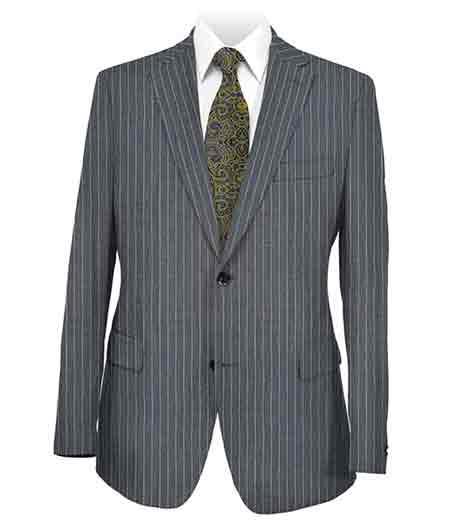  Stripe 2 Button Style Dark Grey Notched Lapel Side Vent Suit