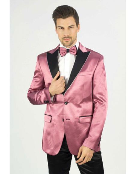  men's ( Rose Gold ) - Blush Dark Pink Tuxedo Peak Lapel 1920s Tuxedo Style Blazer ~ Suit Jacket Dinner Jacket
