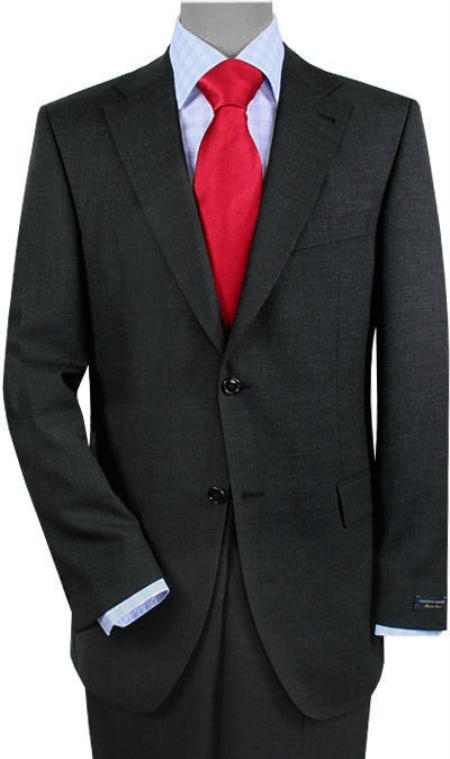 2 Buttons Style Vented Gray Sharkskin No Pleats Suit 