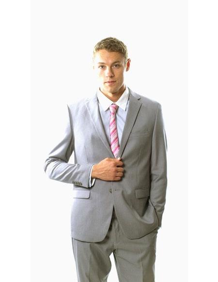  Men's West End 2 Buttons Single Breasted Young Look Light grey Slim Fit Suit