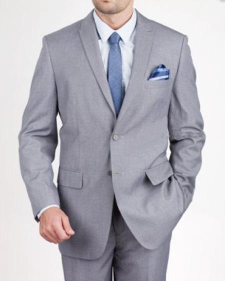 2 Button Style Slim narrow Style Grey patterned Suit Wool
