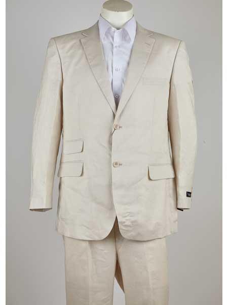  Men’s 2 Button Style Notch Lapel Single Breasted Suit Natural